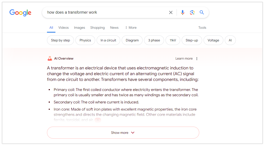 esempio di panoramica di google ai